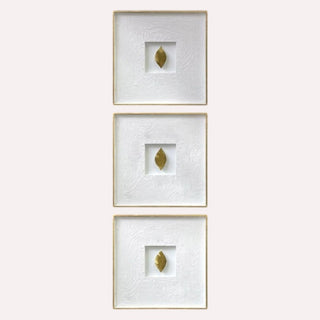 Cuadro Hojas Doradas Chicas Set de 3