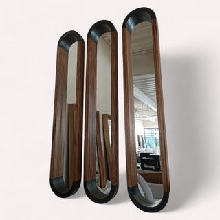 Espejo Ovalado Parota Negro Set de 3