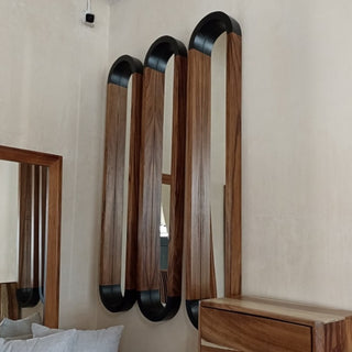Espejo Ovalado Parota Negro Set de 3