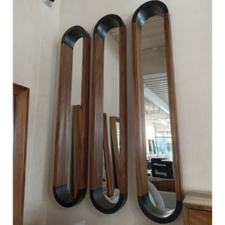 Espejo Ovalado Parota Negro Set de 3