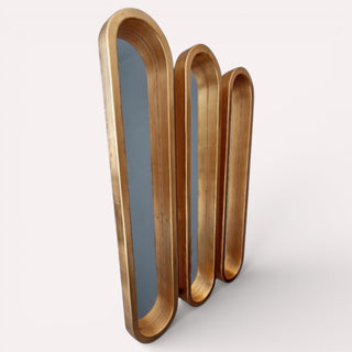 Espejo Ovalado Oro Set de 3