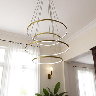 Lámpara 4 Aros Dorado Cepillado