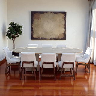 Mesa de Comedor Glam 8P 2.40 Chapa Encino Nieve