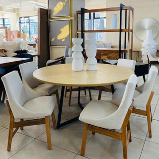 Mesa de Comedor VIgo 6P 1.50M Chapa Encino Nieve