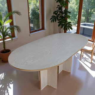 Mesa de Comedor Glam Chapa Encino Nieve