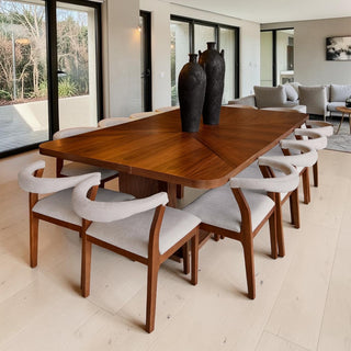 Mesa de Comedor Cordoba 12P 2.80M Chapa Nogal