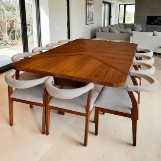 Mesa de Comedor Cordoba 12P 2.80M Chapa Nogal
